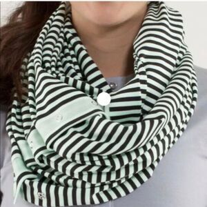 Lululemon Vinyasa Scarf In Striped Black and Mint Green